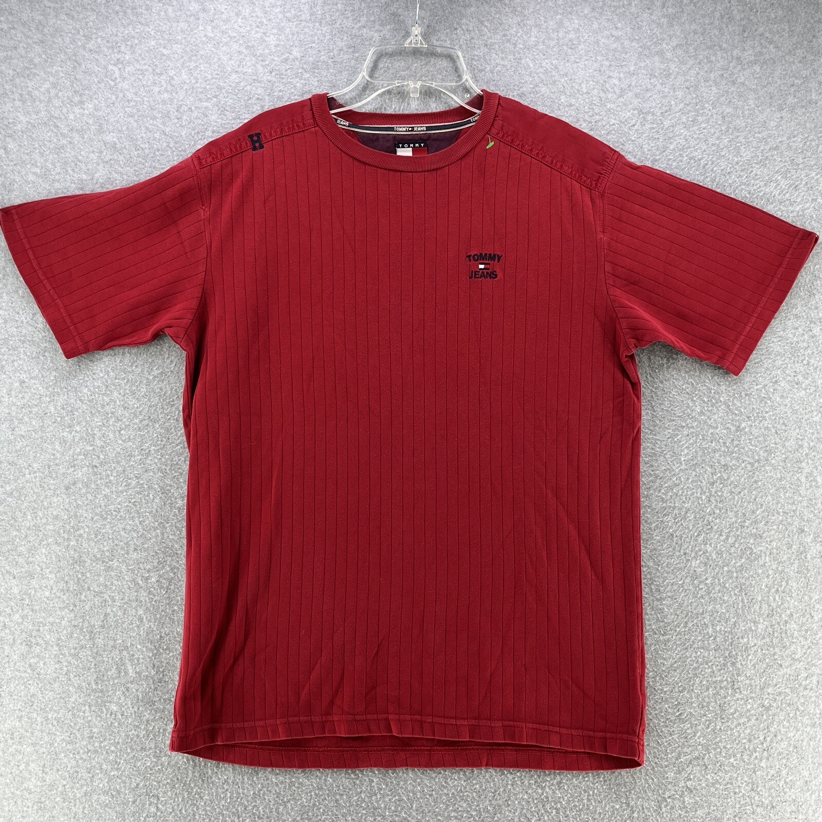 Tommy Hilfiger Vintage Mens T-Shirt XL X-Large Short Sleeve Red Embroidered Logo