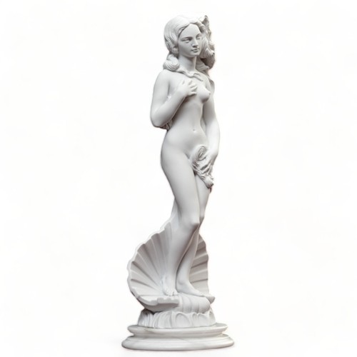 Venus By Botticelli Table Sculpture In Marble With Alabaster Base H 18Cm - Picture 2 of 5