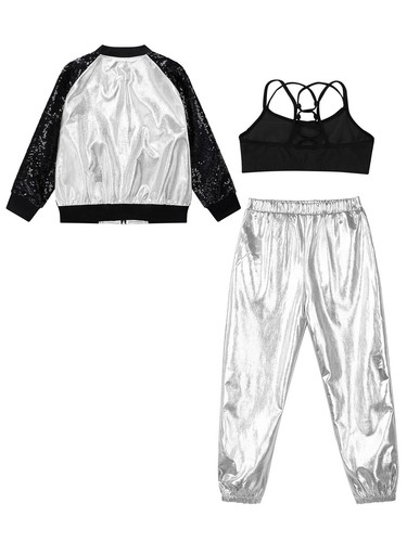 Kids Girls Tracksuits Street Dancing Set Dance Outfits Long Sleeve Pants Jazz - Picture 33 of 103