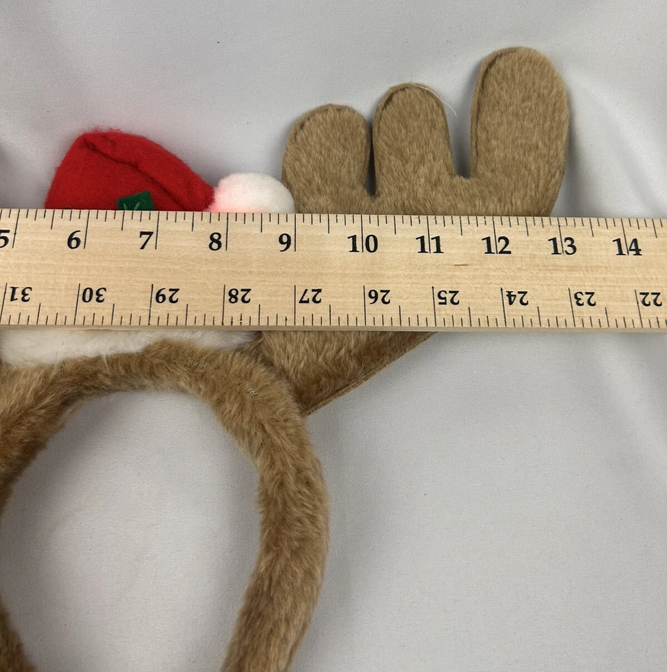 Diadema suave iluminada de vacaciones de renos con astas y sombrero de medias Navidad Foto 4 de 4