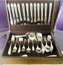 Wm Rogers Mfg. Co.  Vintage 1941 Silver Plate Priscilla Flatware Set For 12