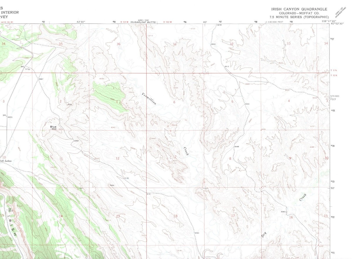 Irish Canyon Quadrangle Colorado 1966 USGS Topo Map Minute