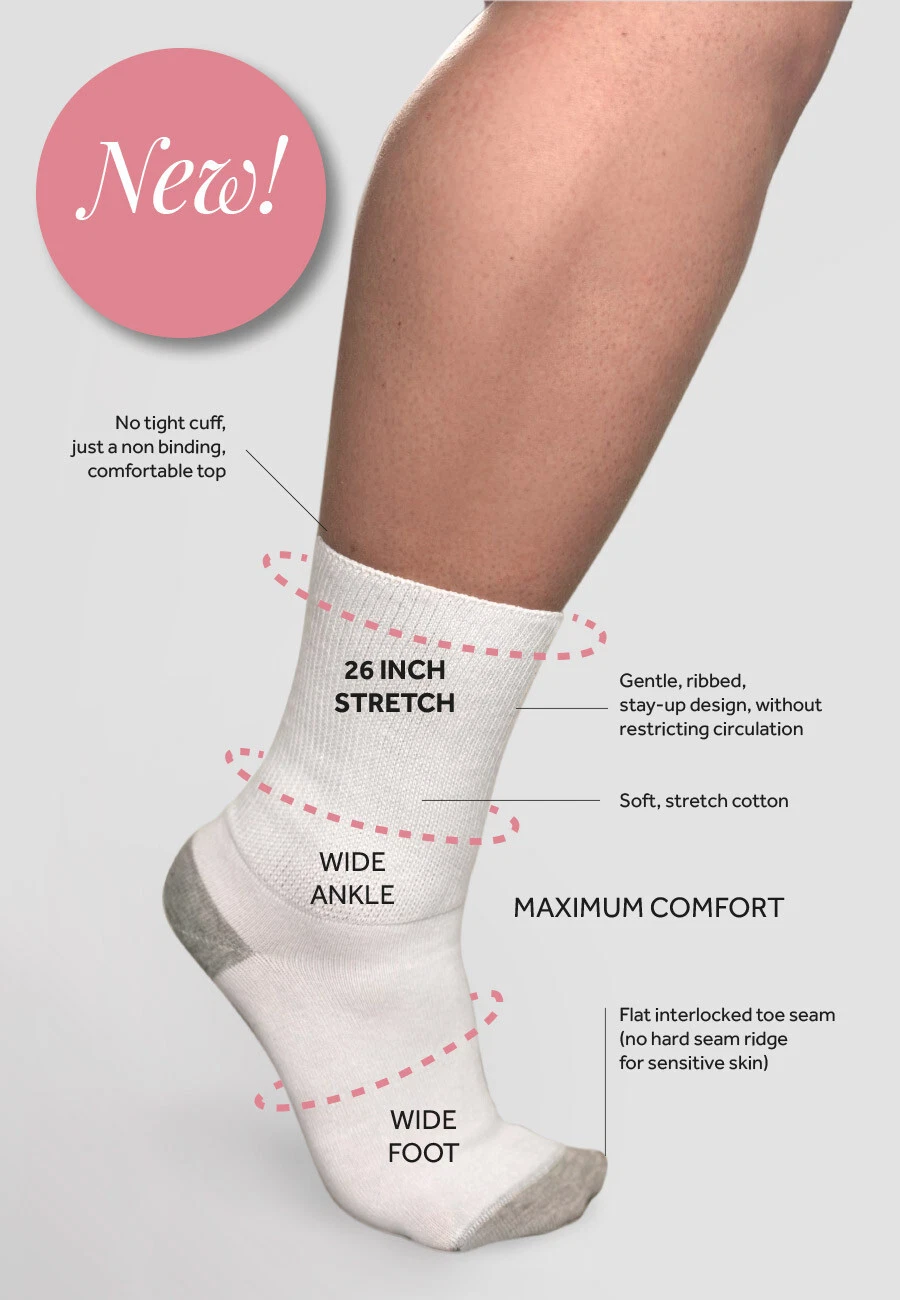 Plus Size Soft Super Wide Stretch Comfy Cotton Ankle Socks Large Swollen Ankles