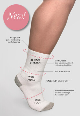 Übergröße weiche superweite bequeme Stretch-Baumwollsöckchen große geschwollene Knöchel