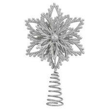 Old World Christmas Mini Silver Snowflake Tree Topper ~~ 7" Tall