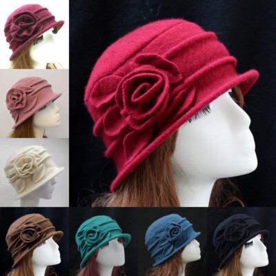 8841 Women\'s Winter Warm 100% Wool Beret Beanie Cloche Bucket Hat 1920s Women main image 4