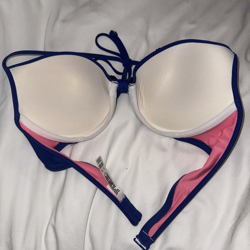 Victoria's Secret PINK Very Sexy Beach Swim underwire Top Blue Sequin Size Large - Picture 4 of 5
