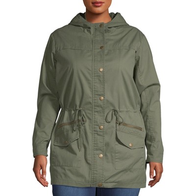 PAPER TEE Women's Plus Size Utility Button Down Classic Fit Anorak Size 1X