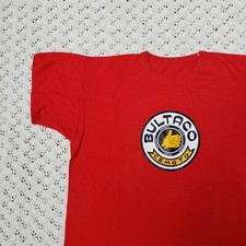 Vtg Bultaco Cemoto Motorcycle Moto Graphic Logo Promo 70s Red T Shirt - Medium