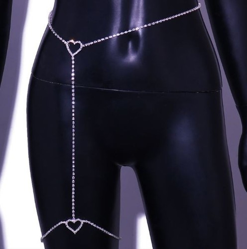 Sexy Rhinestone Heart Leg Thigh Chain Jewelry for Women Shining Crystal Harness - Picture 13 of 20