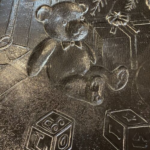 Christmas Glass Party Platter Tray w/ Teddy Bear, Tree, & Baby Blocks -12 3/4" - Picture 3 of 8