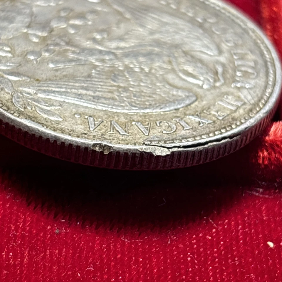 1901 Mo AM Mexico - Silver Peso Cap & Rays  Error Planchette Lamination - Image 4 of 4