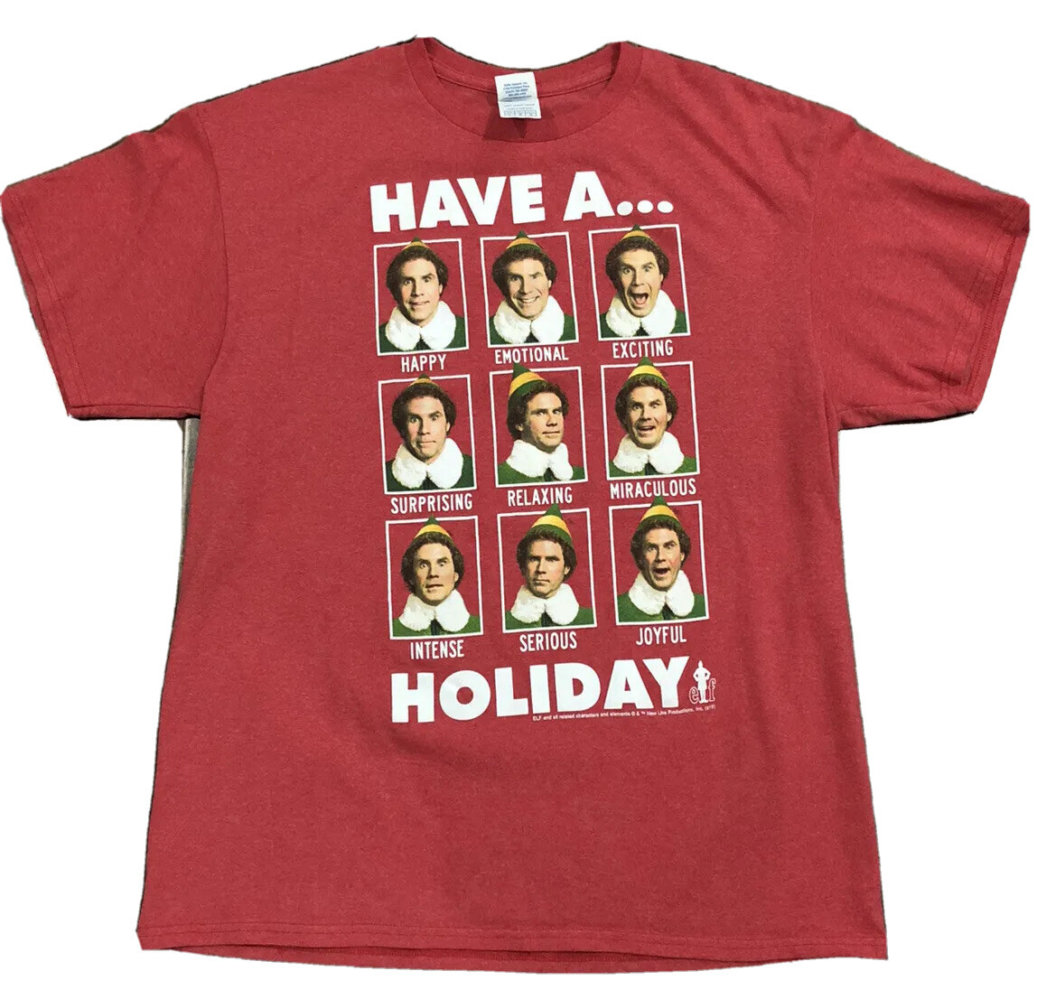 Elf Movie Christmas T Shirt Have a Holiday Red Size Large Graphic Tee eBay