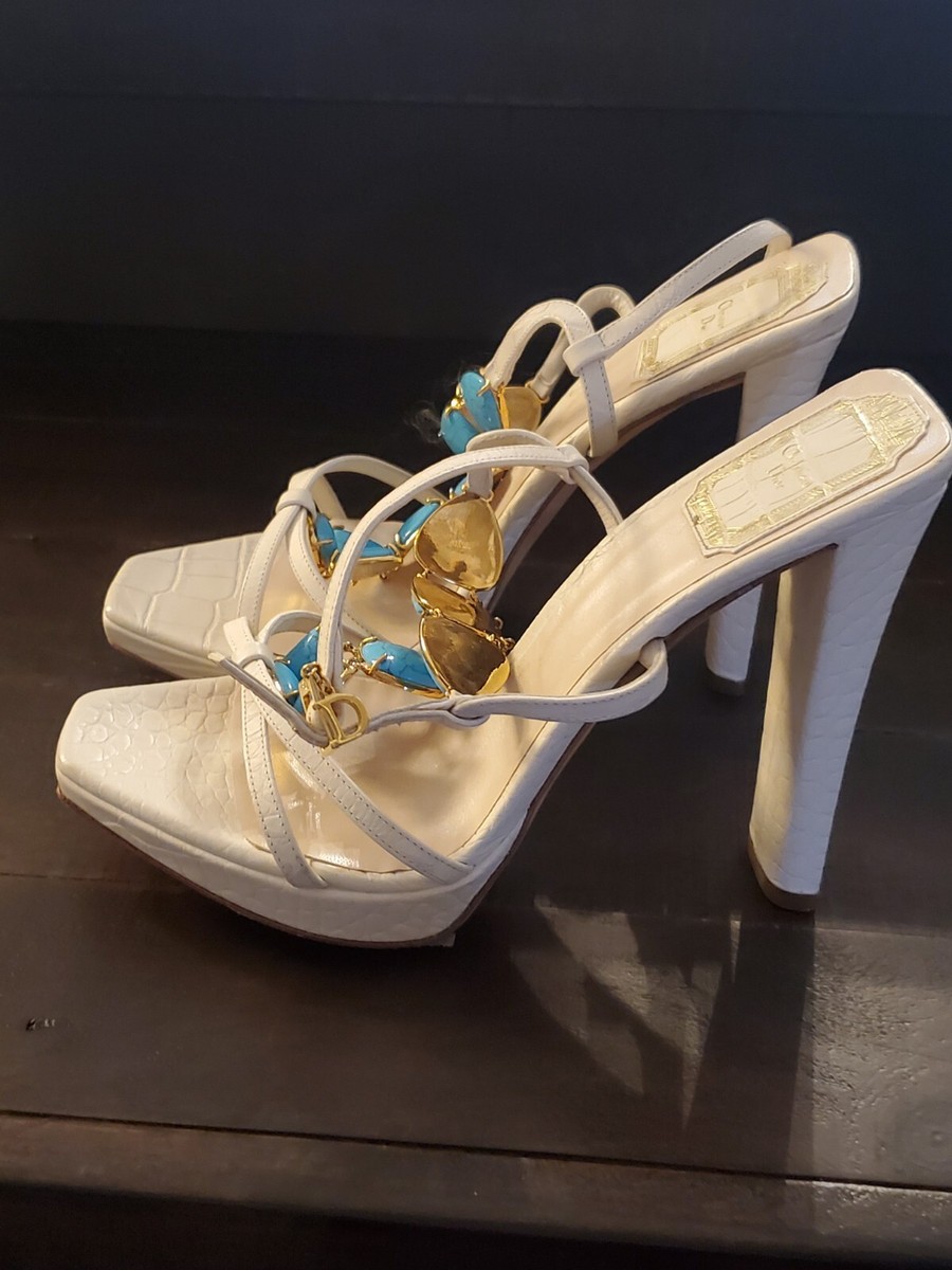christian dior Piedra jeweled Sandals With Turquoise Stones christian dior Piedra jeweled Sandals With Turquoise Stones