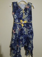 Girls kids Indian bangladeshi linen Blue Dress Size 24 NEW Age 2-3 years