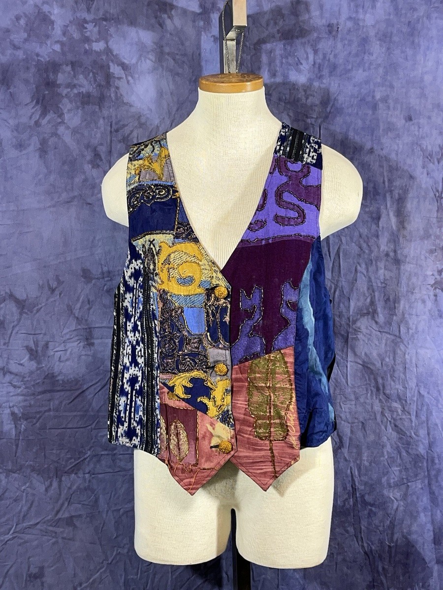 Vintage 90s Vest Multi Color Beaded Embellished Misses Size Vintage 90s Vest Multi Color Beaded Embellished Misses Size