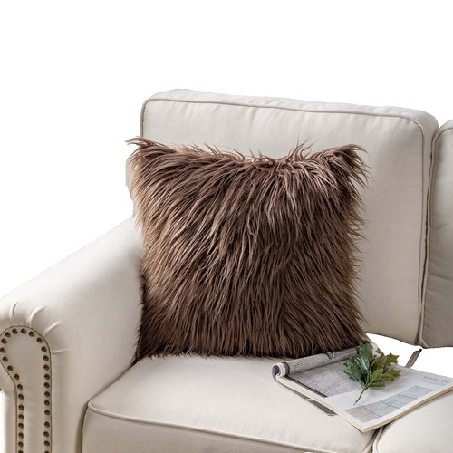 Accent Pillows Tahari Fur Pillow TAHARI FAUX FUR PILLOW BROWNS 22