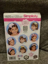 Simplicity Sewing Pattern 1820 Girls Childs Hair Accessories Bow HeadBand Flower