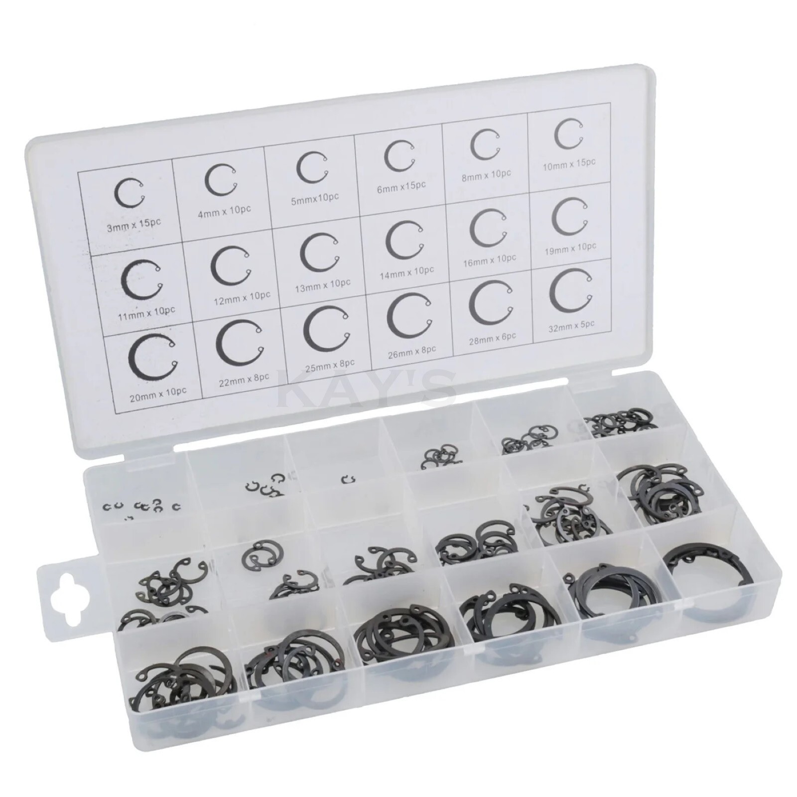 INTERNAL CIRCLIP SET RETAINING CIR SIR SPRING E CLIP SNAP RING 180PC ASSORTMENT