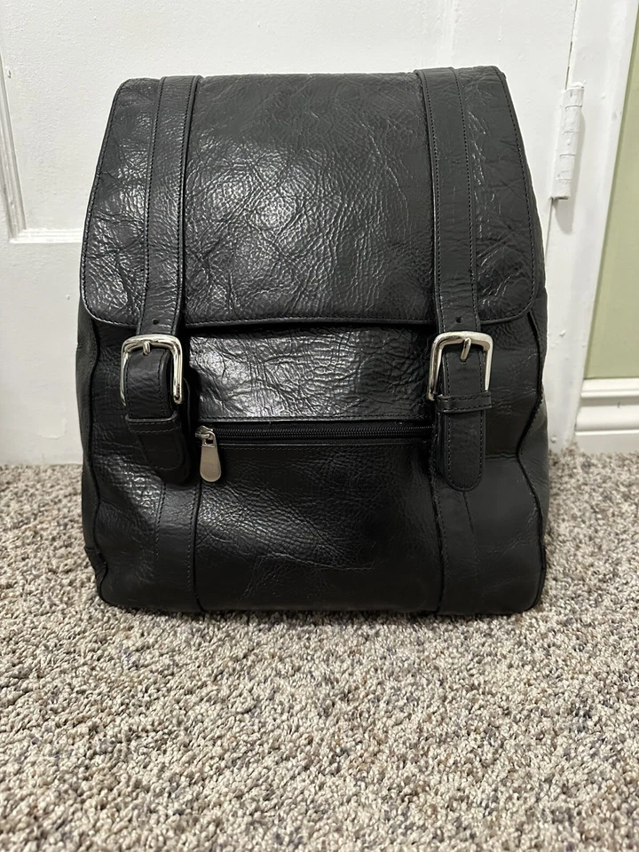 Vintage | Cuero Wilsons | Mochila de cuero negro | Foto 2 de 4