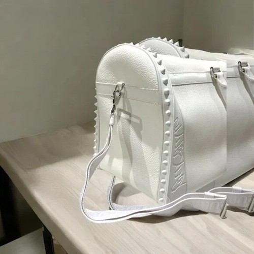 Christian Louboutin Sneakender Studded Rubber Full-Grain Leather Travel Duff Bag - Picture 9 of 10