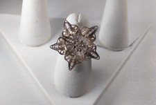 925 Sterling Silver Flower Adjustable Ring - New - Size 6