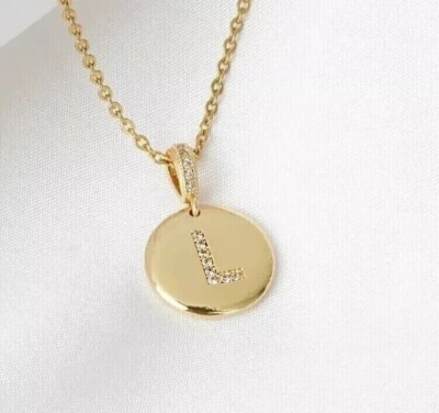 1.00 Ct Round Cut Moissanite Women's Letter L Pendant 14K Yellow Gold Plated