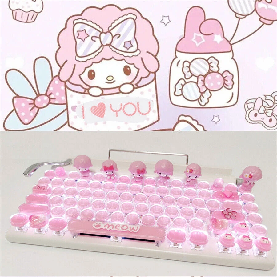 83 /104 Keys Kuromi My Melody Cinnamoroll Mechanical Keyboard Keypad Cyan Axis - Image 4 of 4