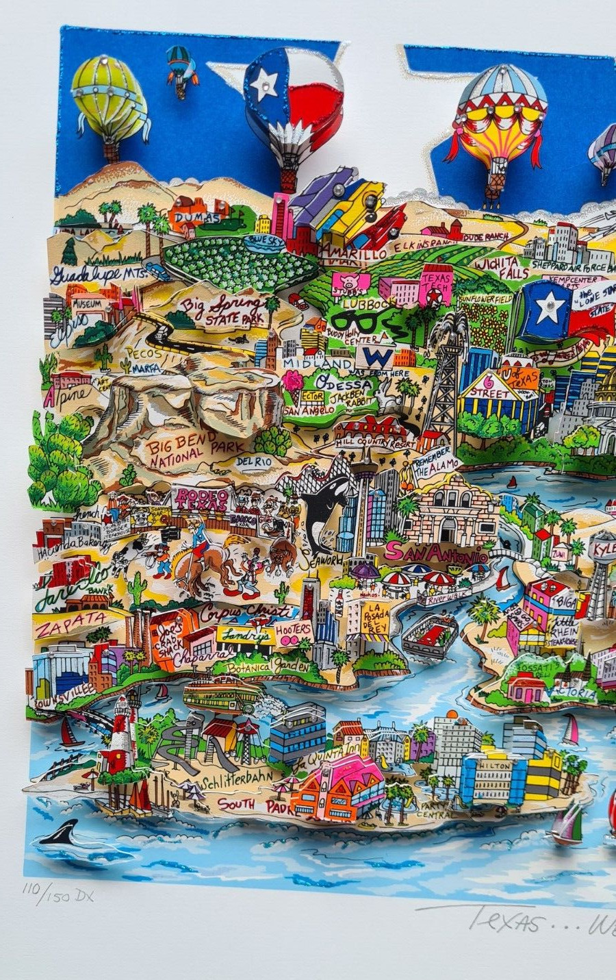 Charles FAZZINO 3D TEXAS We Got It Yall Handsigniert Nummeriert DX Version USA
