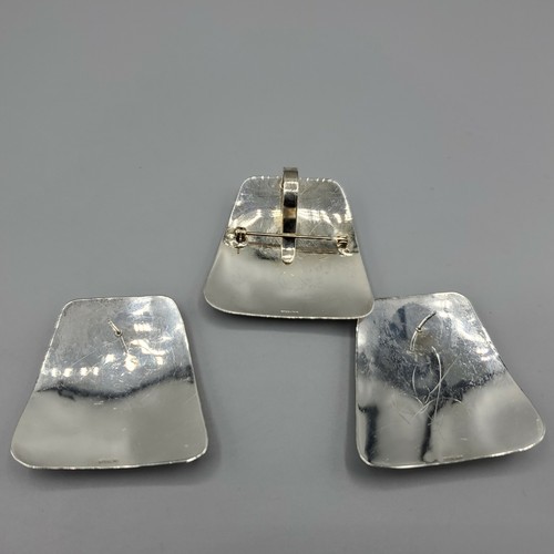 Pendientes y broche firmados de plata de ley geométrica con superposición de vidrio dicroico 27,9 g - Imagen 2 de 12