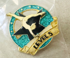 NEW Crown GLITTER Gymnastics Lapel Pin LEVEL 5 Blue
