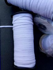 5 mm  100 Yards Braided Elastic Trim  White  for Sewing   EL 5