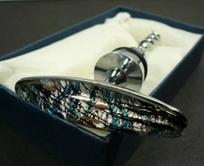  Vintage Art Glass Combination Wine Corkscrew Cork Puller & Bottle Stopper NIB