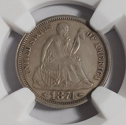 Proof 1874 Arrows Seated Liberty Dime NGC PF60 - Low Mintage of 700