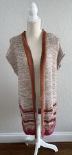 Chico  s Size 2 Large/12 Open Front Long Shrug Crochet Copper Thread