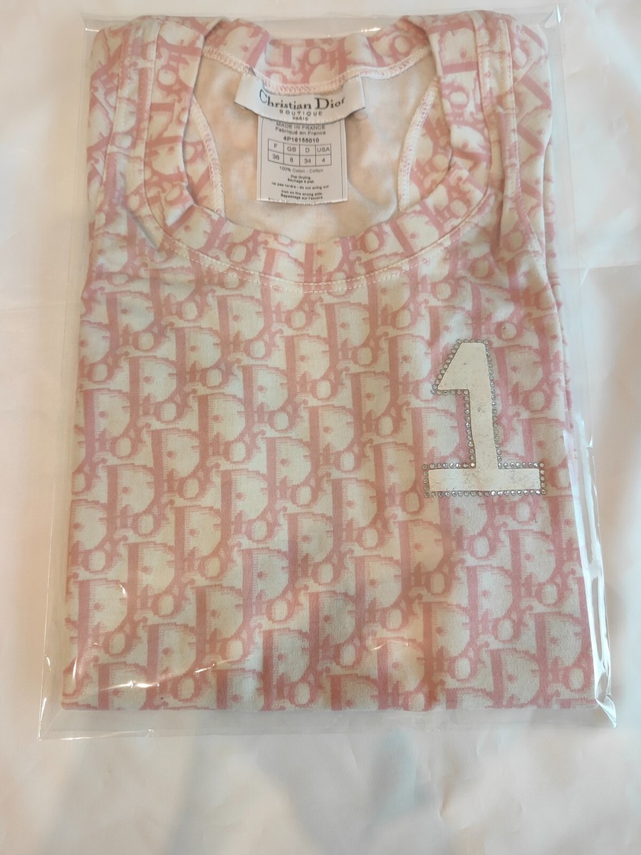 Christian Dior Vintage Trotter Logo Sleeveless Tank Top Pink