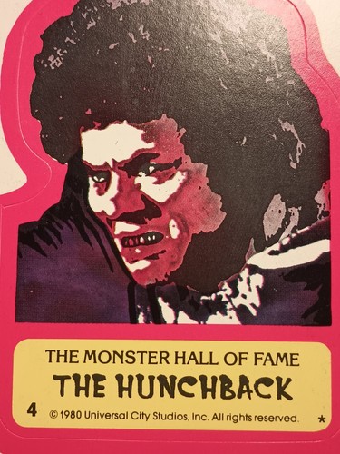 TARJETA PEGATINA DEL SALÓN DE LA FAMA DE MONSTRUOS THE JUNCHBACK 1980 TOPPS CRIATURA CARACTERÍSTICA #4 - Imagen 6 de 11