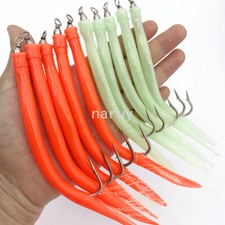 10Pcs Fishing Hooks Eel Jig Bait Lures Long Shank Offset Octopus Hook Bass Lure