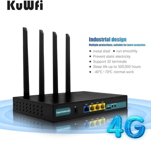 KuWFi 4G LTE Router auf WLAN-Router mit RJ45-LAN-Port SIM-Karte für WLAN einlege - Photo 3/4