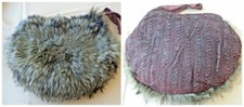 Vintage REAL FUR MUFF Plush Thick Adult Hand Warmer PURSE Combo Latge 16" x 12"