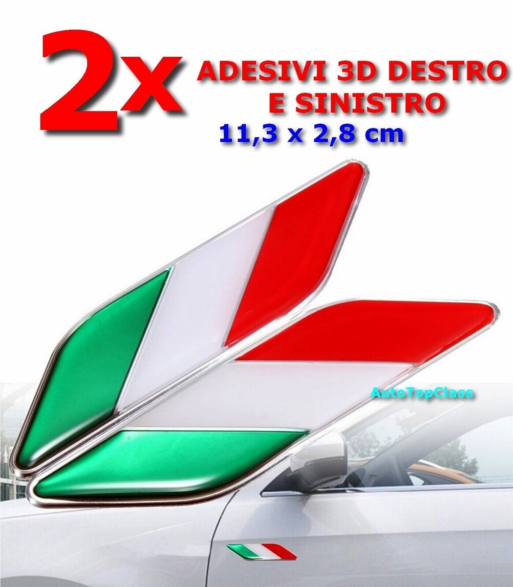 2 Adesivi Metallici Bandiera Italiana 3D | Decalcomanie Paraurti Auto E Moto - Foto 4