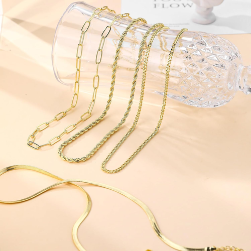 Gold Necklaces Stack for Women,14K Gold Plated Simple Layered Choker Necklaces f - Picture 6 of 7
