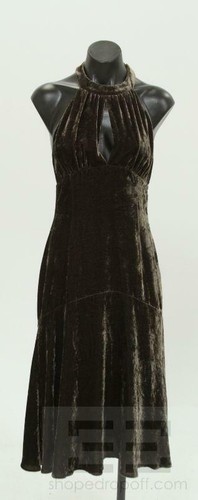$2475 Michael Kors Couture Runway Crushed Velvet Keyhole Tulip Dress 6 - Picture 4 of 6