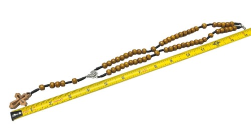 Wooden Bead Rosary With Cross & Virgin Mary Medal Religious Catholic Prayer - Picture 4 of 9