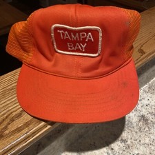VTG Tampa Bay Trucker Cap Made In The USA Late 1970s Early 1980s Orange Has Wear