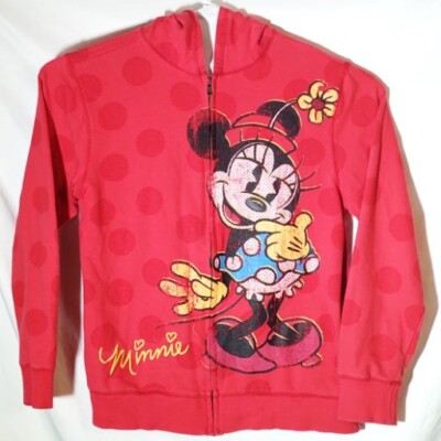 Disney Store Minnie Mouse Embroidered Hoodie Jacket Girl