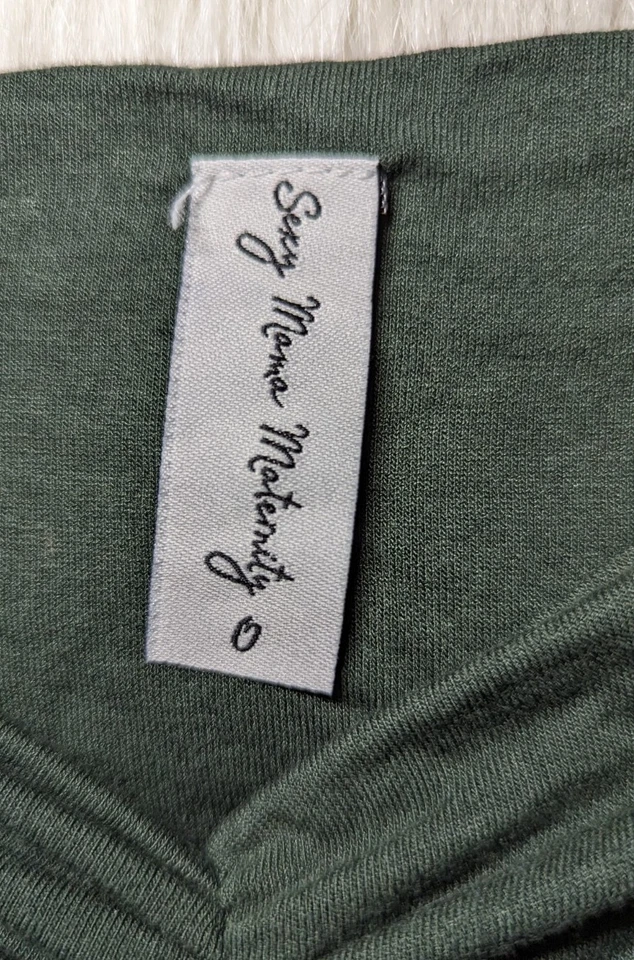SEXY MAMA MATERNITY Dress Army Green BOAT NECK Long Sleeve Size XS Women's  - Image 4 of 4
