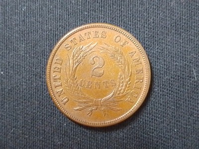 1865 Two Cent Vereinigte Staaten von Amerika einfache 5 Schild RB Farbe atemberaubende Münze.