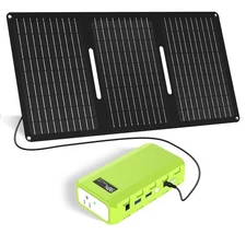 65W Portable Power Bank + 30W Solar Panel Kit Mini Solar Generator for Camping