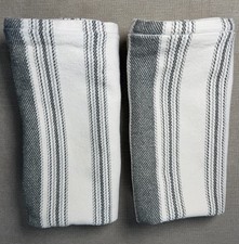 Two Ralph Lauren Home Square Pillow Covers Cream Gray Stripe 100 Cotton